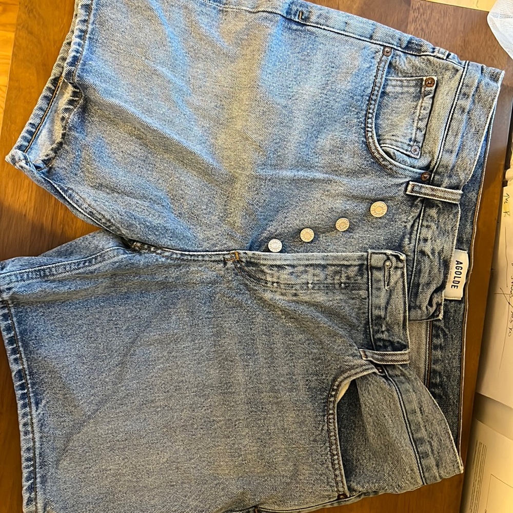 Agolde criss cross shorts.